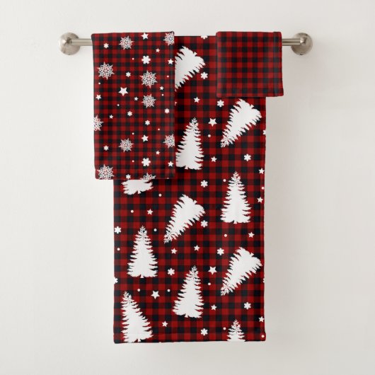 Roter Weihnachtsmuster  Badhandtuch Set (Insitu)