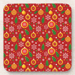 Roter Weihnachtsmuster Getränkeuntersetzer