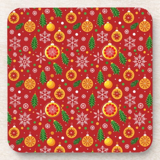 Roter Weihnachtsmuster Getränkeuntersetzer (Vorderseite)