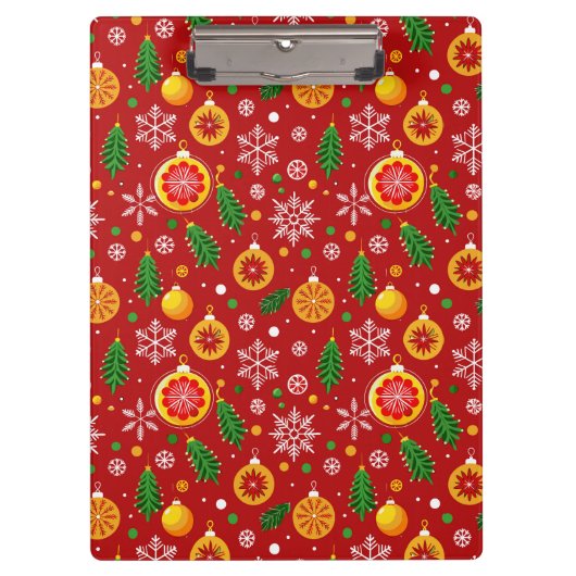 Roter Weihnachtsmuster Klemmbrett (Vorderseite)