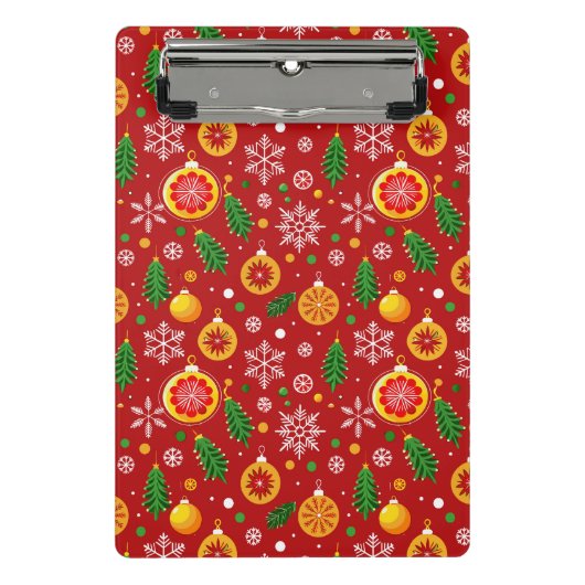 Roter Weihnachtsmuster Mini Klemmbrett (Vorderseite)