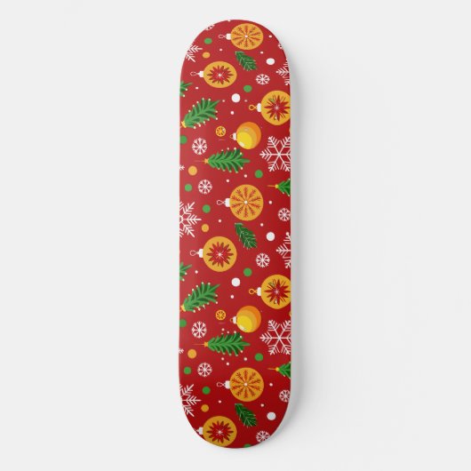Roter Weihnachtsmuster Skateboard (Vorderseite)