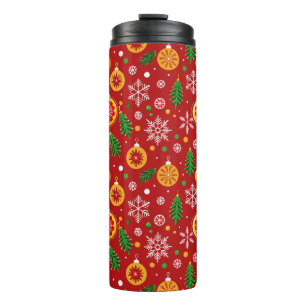 Roter Weihnachtsmuster Thermosbecher