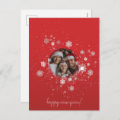 Roter Weihnachtsrahmen mit Schneeflocken Feiertagspostkarte (Vorne/Hinten)
