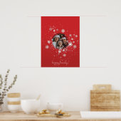 Roter Weihnachtsrahmen mit Schneeflocken Poster (Küche)