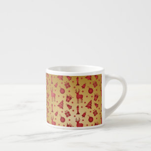 Roter Weihnachtsrinder auf Gold Espressotasse