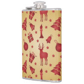 Roter Weihnachtsrinder auf Gold Flachmann (Links)