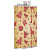 Roter Weihnachtsrinder auf Gold Flachmann (Rechts)
