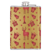 Roter Weihnachtsrinder auf Gold Flachmann (Rückseite)