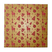 Roter Weihnachtsrinder auf Gold Fliese (Vorderseite)