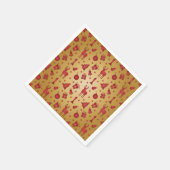 Roter Weihnachtsrinder auf Gold Serviette (Ecke)