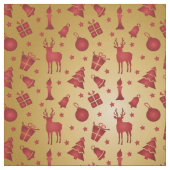 Roter Weihnachtsrinder auf Gold Stoff (Muster)