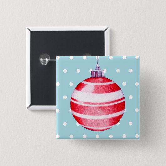Roter Weihnachtsschmuck Button (Vorne & Hinten)