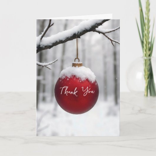 Roter Weihnachtsschmuck Danke Karte (Vorderseite)