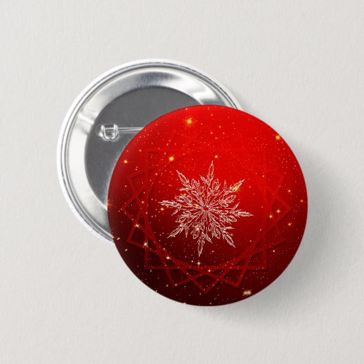 Roter Weihnachtsschnee Button (Vorne & Hinten)