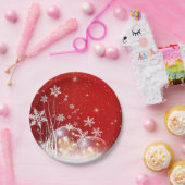 Roter Weihnachtsschnee Pappteller (Party)