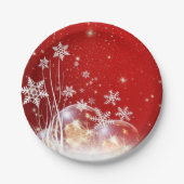 Roter Weihnachtsschnee Pappteller (Vorderseite)