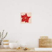 Roter Weihnachtsstern-Blumen-Weihnachts-Kunstposte Poster (Küche)