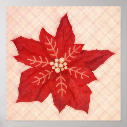 Roter Weihnachtsstern-Blumen-Weihnachts-Kunstposte Poster (Vorne)