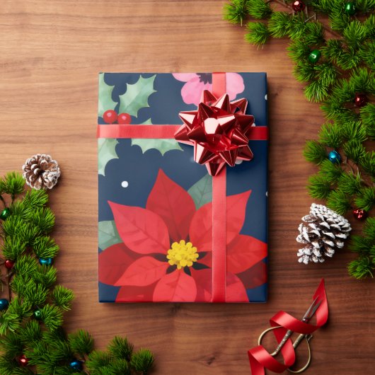 Roter Weihnachtsstern-Feiertage Geschenkpapier (Feiertagsgeschenk)