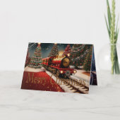 Roter Weihnachtszug Wasserfarbe Foto Auto Karte (Vorderseite)