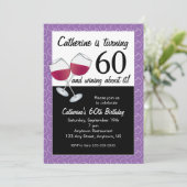 Roter Wein, 60. Geburtstagsparty Einladung (Stehend Vorderseite)