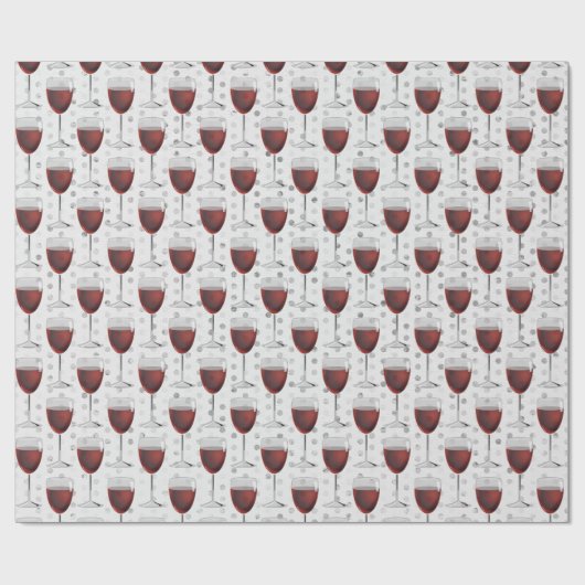 Roter Wein auf Silberpunkten Geschenkpapier (Flach)