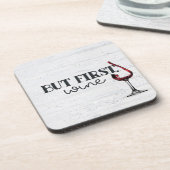 Roter Wein auf weißem Holz Getränkeuntersetzer (Linke Seite)