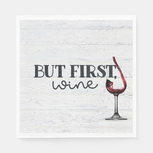 Roter Wein auf weißem Holz Serviette (Vorderseite)