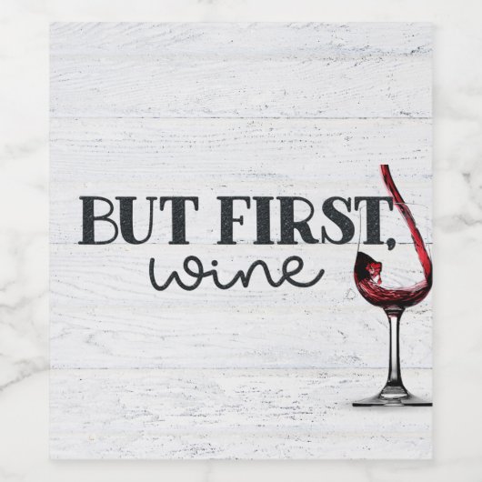 Roter Wein auf weißem Holz Weinetikett (Einzelnes Label)