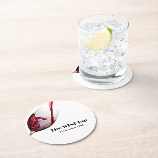 Roter Wein, Bar/Weinkeller Runder Pappuntersetzer (Vor Ort)