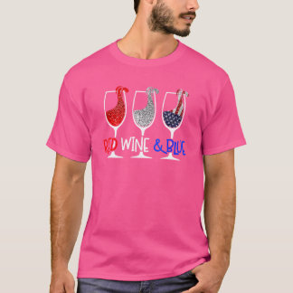 Roter Wein & Blau 4. Juli Wein Rot Blau Wi T-Shirt