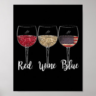 Roter Wein Blauer Wein Gles Usa Flagge 4. Juli Pat Poster