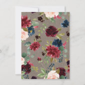 Roter Wein Burgund Blumen 21. Geburtstag Party Einladung (Rückseite)