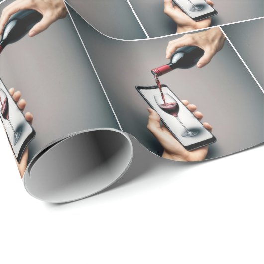 Roter Wein, der in ein Smartphone strömt Geschenkpapier (Rolleneckpunkt)
