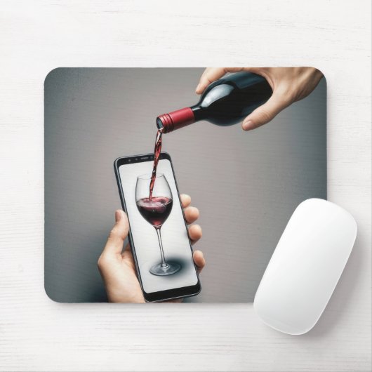 Roter Wein, der in ein Smartphone strömt Mousepad (Mit Mouse)