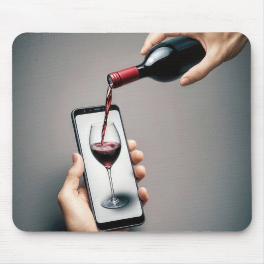 Roter Wein, der in ein Smartphone strömt Mousepad (Vorne)