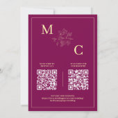 Roter Wein Eleganter QR Code Hochzeit Einladung (Rückseite)