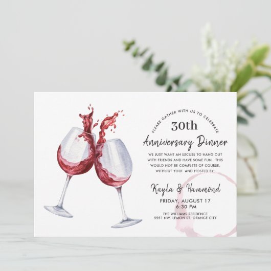 Roter Wein - Feierabend Einladung (Stehend Vorderseite)