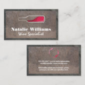 Roter Wein Flasche Logo | Rustikaler Hintergrund Visitenkarte (Vorne/Hinten)