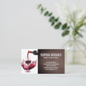 Roter Wein Flasche Pour in Glas | Wine Splash Visitenkarte (Stehend Vorderseite)