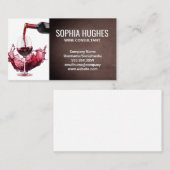 Roter Wein Flasche Pour in Glas | Wine Splash Visitenkarte (Vorne/Hinten)