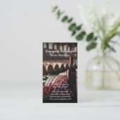 Roter Wein Flasche und Trauben | Weinbarrels Visitenkarte (Stehend Vorderseite)