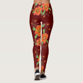 Roter Wein Flower Leggings (Rückseite)