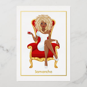 Roter Wein Geburtstag Girl Foil Einladung