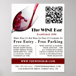 Roter Wein gießen, Bar Wein/Weinkeller Werbung Poster