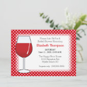 Roter Wein Glas Bridal Dusche Einladung (Stehend Vorderseite)