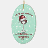 Roter Wein Glas mit Weihnachtsmannmütze Weinkultur Keramik Ornament (Links)