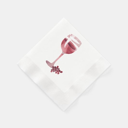 Roter Wein Glas und Trauben Wasserfarbe Serviette (Ecke)