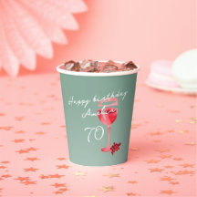 Roter Wein Glas Wasserfarbe 70. Geburtstagsparty